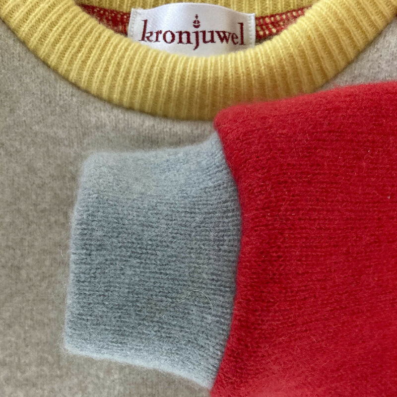 kronjuwel Kaschmirpullover Größe 86/92 beige rot Upcycling