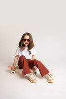 T-Shirt aus Baumwolle mit Stickerei: Krokodil auf Skateboard