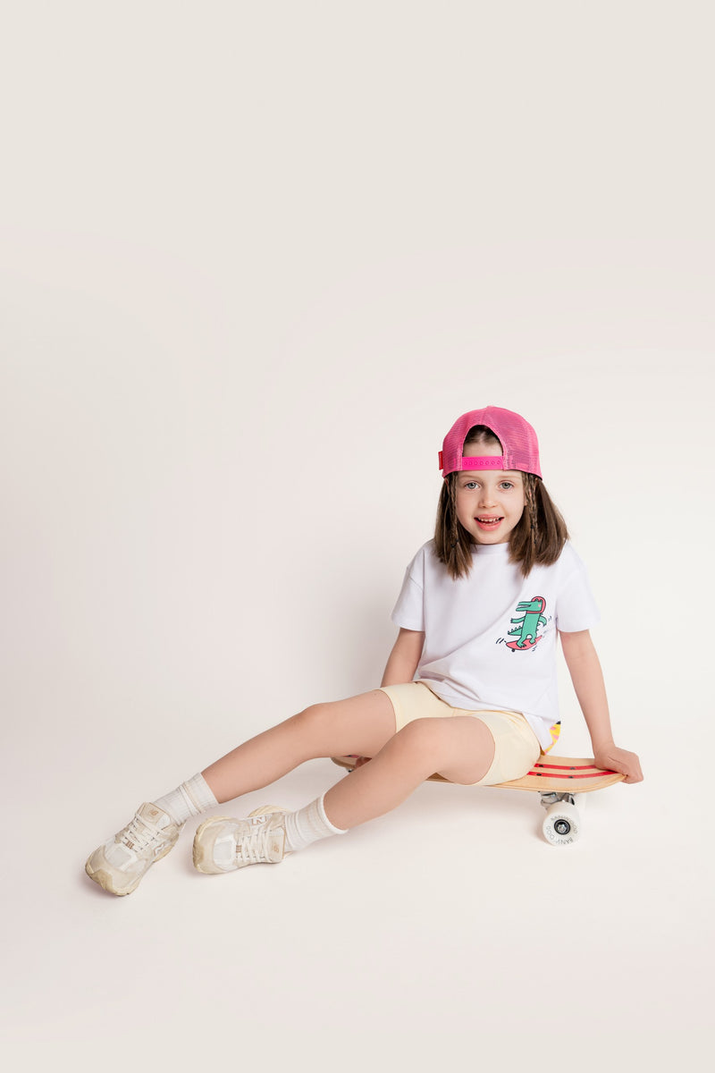 T-Shirt aus Baumwolle mit Print: Krokodil auf Skateboard