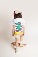 T-Shirt aus Baumwolle mit Print: Krokodil auf Skateboard