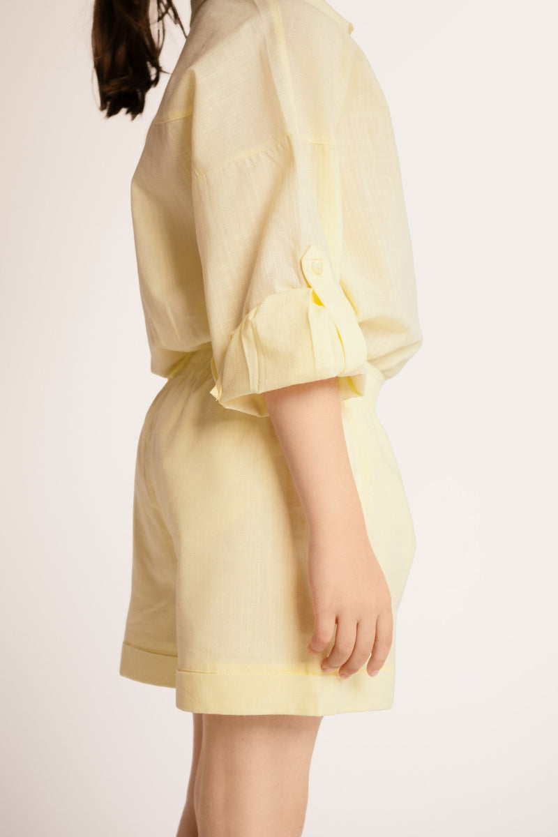 Twin Set aus Baumwolle in gelb: Shorts + Hemd