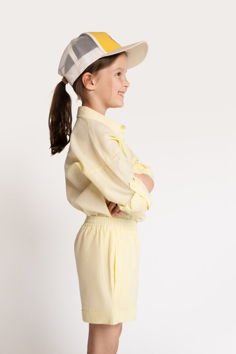 Twin Set aus Baumwolle in gelb: Shorts + Hemd