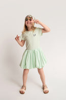 Balloon-Kleid aus Baumwolle mit Herz Stickerei