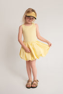 Balloon-Kleid aus Baumwolle mit Tanktop-Oberteil in Gelb