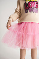 Baumwoll/Tüll Statement Kleid Rosa