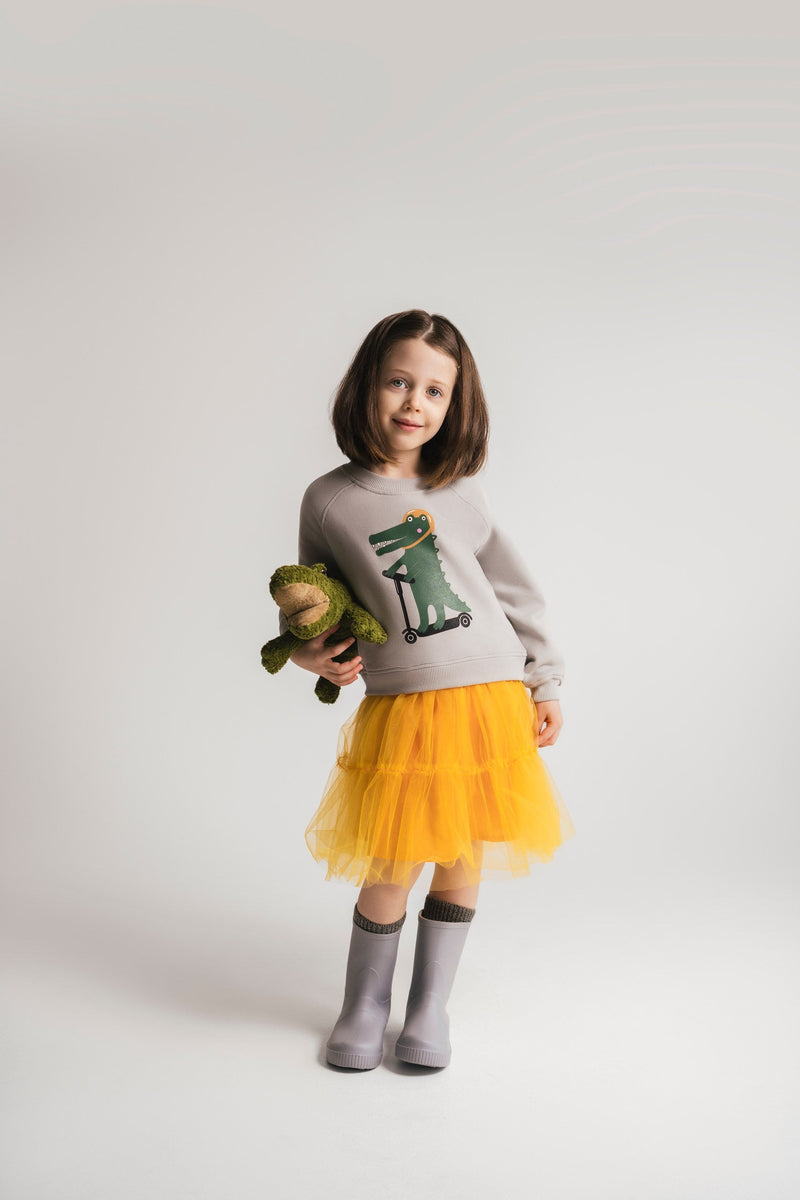 Saturnday Baumwoll/Tüll Kleid Krokodil Gelb