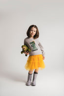 Saturnday Baumwoll/Tüll Kleid Krokodil Senfgelb