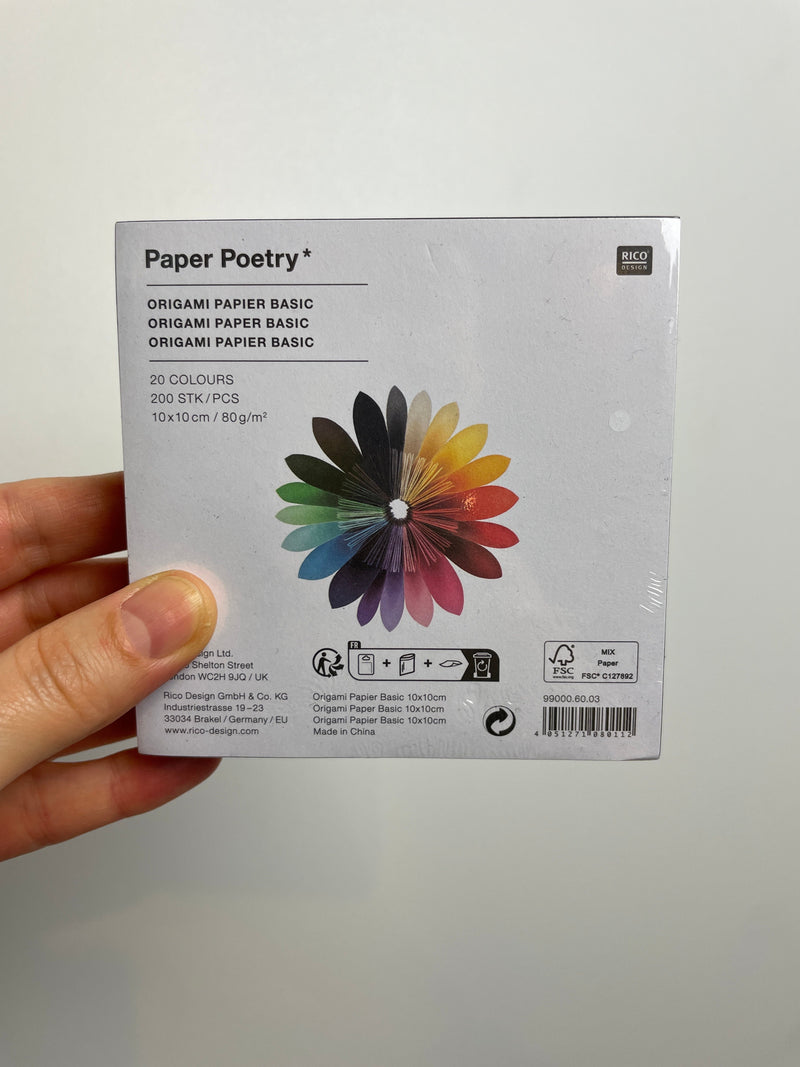 Paper Poetry Origami basic • 10x10cm • 200 sheets 20 colors