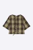 Elsa Bluse in oliv / beige kariert für Kinder