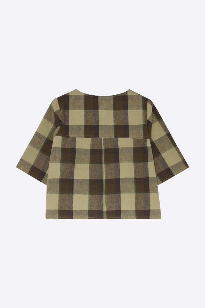 Elsa Bluse in oliv / beige kariert für Kinder