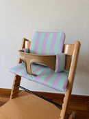 St. Tropez gestreiftes Kissen-Set, wasserdicht, kompatibel mit dem Stokke Tripp Trapp Hochstuhl – Lila/Mint