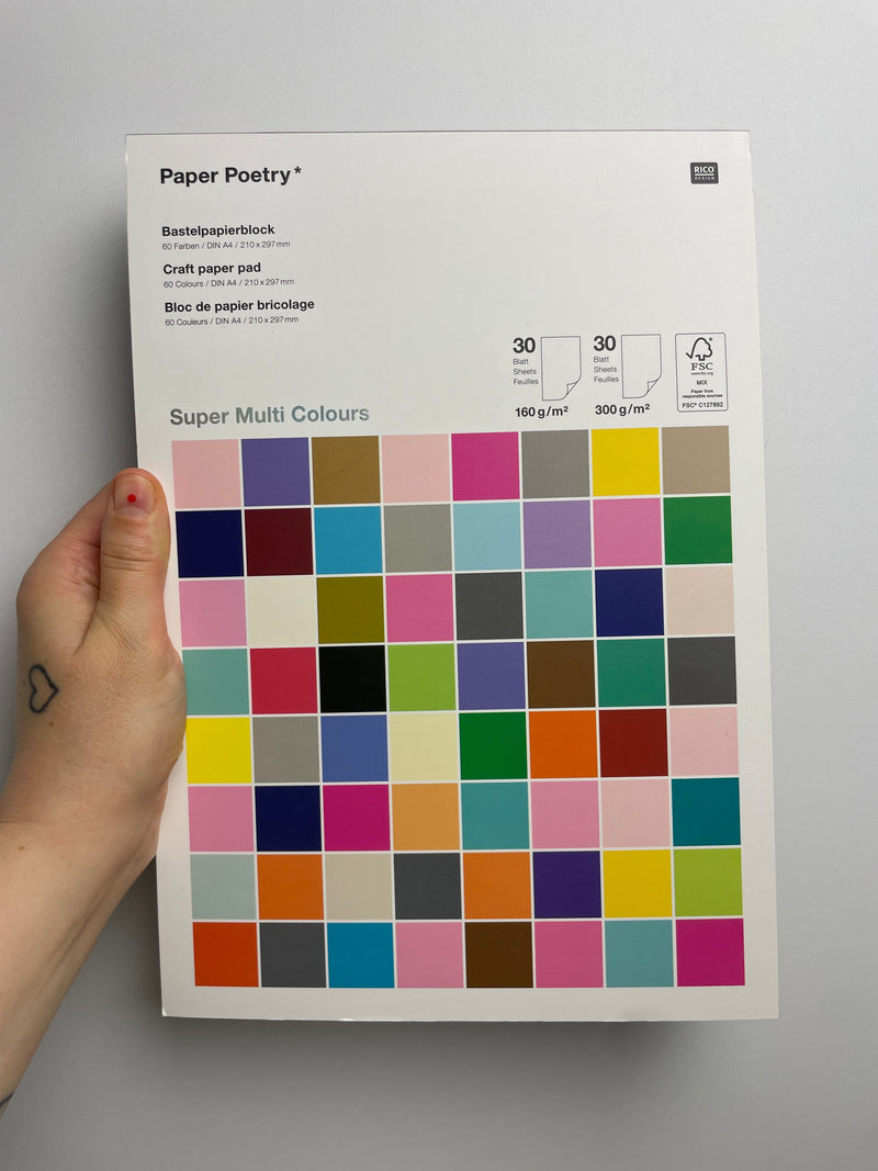 Paper Poetry • Bastelblock Super Colour • A4 60 Blatt