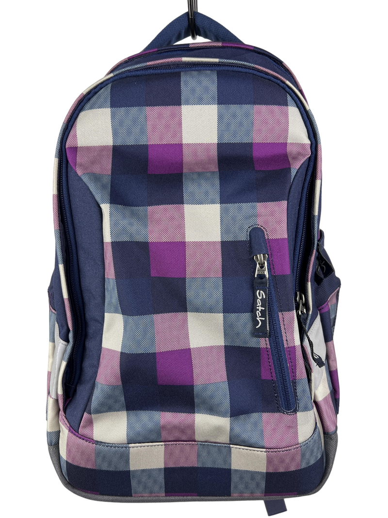 Satch Sleek school backpack purple caro