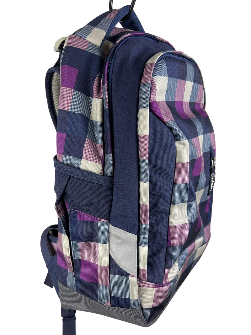 Satch Sleek school backpack purple caro