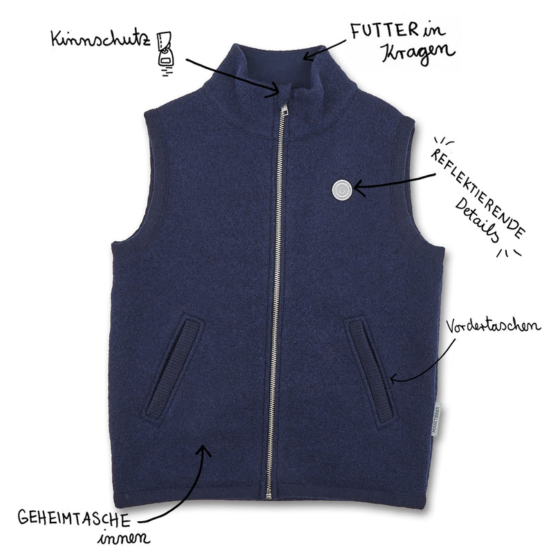 Grown-ups unisex boiled wool vest