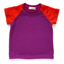 kronjuwel T-Shirt size 92 merino wool pink red short sleeve upcycling