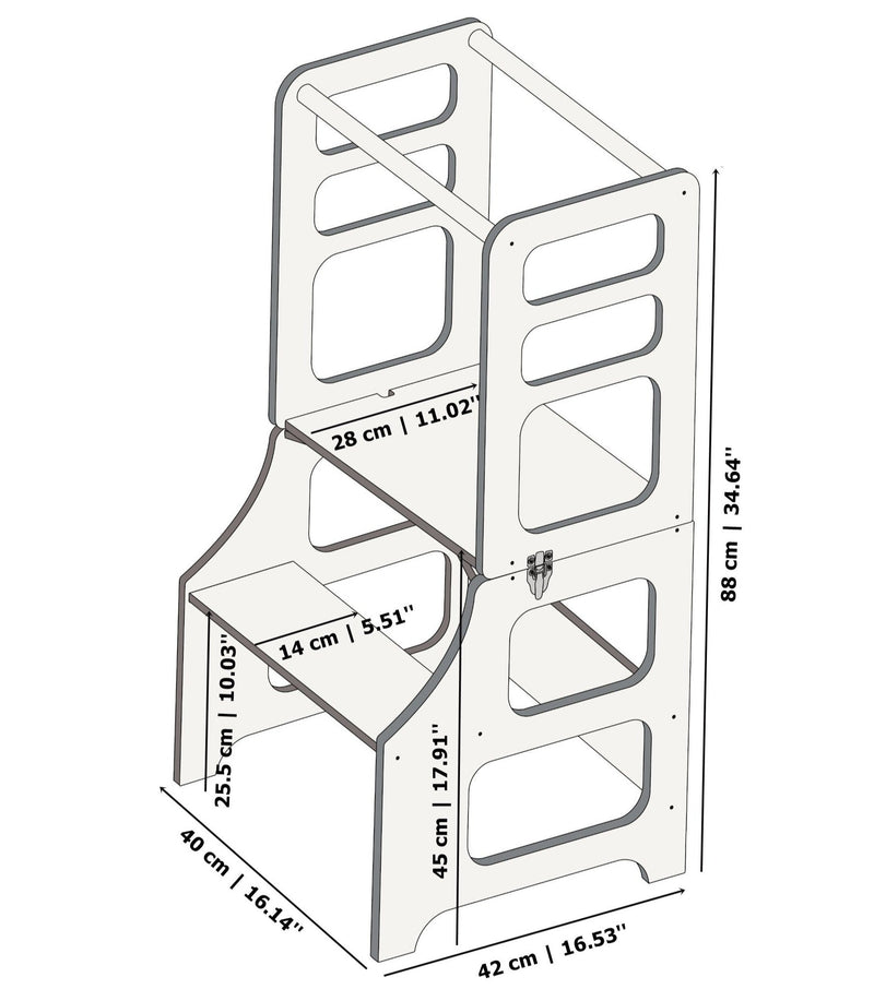 DUCK WOODWORKS Klappbarer Lernturm & Bastel-Tisch 2 in 1