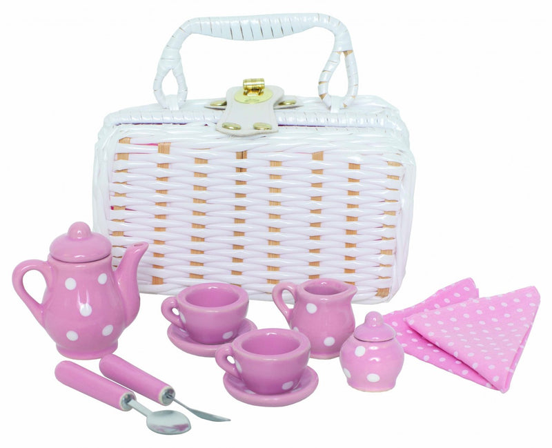 JaBaDaBaDo - Picknick-Set Mini aus Porzellan in rosa/ weiß