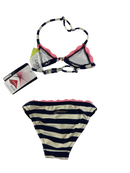 Bikinis & Zweiteiler Badebekleidung Kleidung Bikini Gestreift mit pinker Spitze Rear Image Last Season