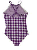 Badeanzüge Badebekleidung Kleidung Badeanzug lila Karo Rear Image Last Season