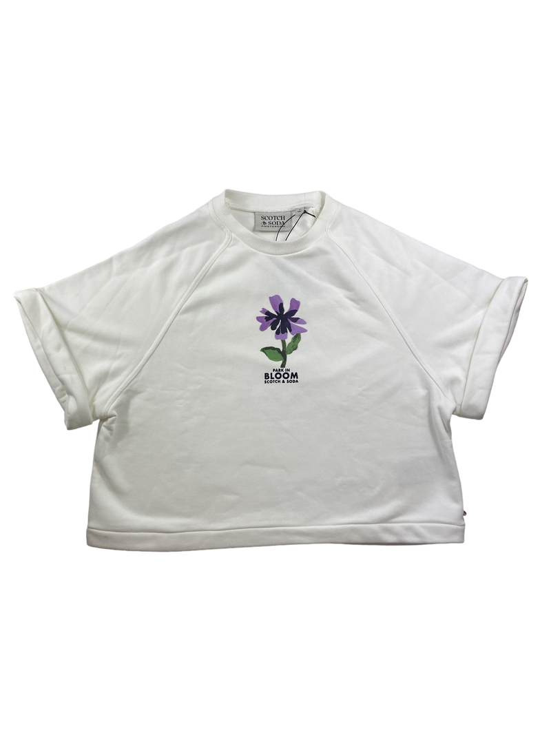 SCOTCH & SODA Sweatshirt Kurzarm bestickt Blume 176 | 16yrs