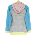 kronjuwel Kapuzenpullover Gr 134/140 grau türkis 100% Merinowolle Upcycling