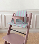 St. Tropez gestreiftes Kissen-Set, wasserdicht, kompatibel mit dem Stokke Tripp Trapp Hochstuhl – Lila/Mint