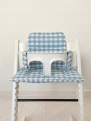 Wasserdichtes Kissen-Set kompatibel mit dem Stokke Tripp Trapp Hochstuhl – Blaues Vichy Karo