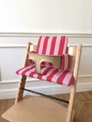 St. Tropez gestreiftes Kissen-Set, wasserdicht, kompatibel mit dem Stokke Tripp Trapp Hochstuhl – Pink