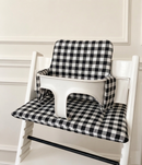 Wasserdichtes Hochstuhl-Kissen-Set kompatibel mit dem Stokke Tripp Trapp Hochstuhl – Vichy Karo Schwarz
