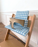 Wasserdichtes Kissen-Set kompatibel mit dem Stokke Tripp Trapp Hochstuhl – Blaues Vichy Karo