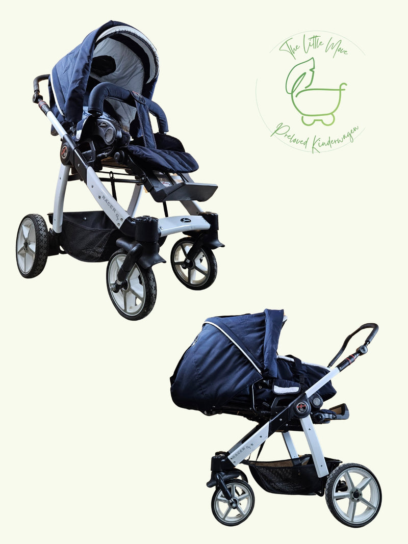 Hartan - Racer GT Kombikinderwagen mit Handbremse (Babywanne und Sportsitz) - Blau in gutem Zustand