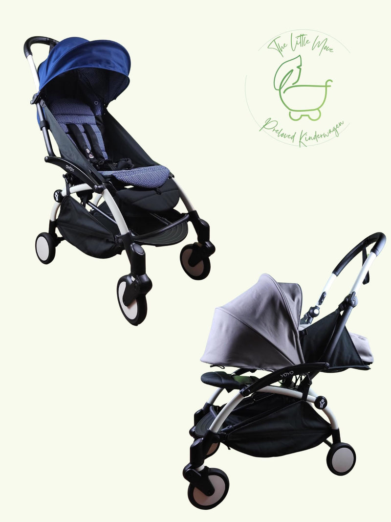 Babyzen YOYO2 0+6+ Black mit Textilset Air France Blue und Neugeborenenaufsatz