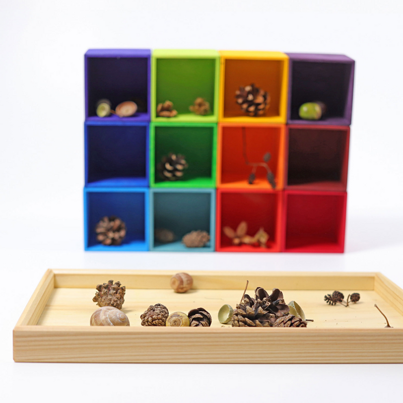 GRIMM'S 12er Sortierhilfe im Set mit Holzpinzette und Holzperlen