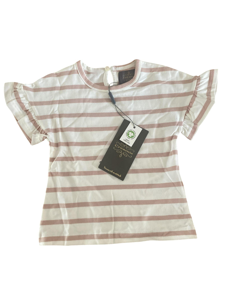 T-Shirts T-Shirts & Tops Kleidung T-Shirt Stripes mit Rüschenärmel Creamie Front Image Last Season