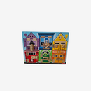 Holzbrett mit Schlössern und Riegeln