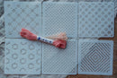 Sashiko Garn Olympus 100% Baumwolle 20 Meter in rosa und Sashiko Vorlagen