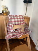 Ruffles Cushion Set Waterproof compatible with Stokke Tripp Trapp Highchair- Large Vichy gingham Pink