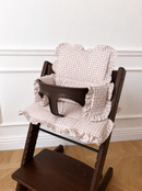 Ruffles Cushion Set Waterproof compatible with Stokke Tripp Trapp Highchair- Vichy gingham pink blush
