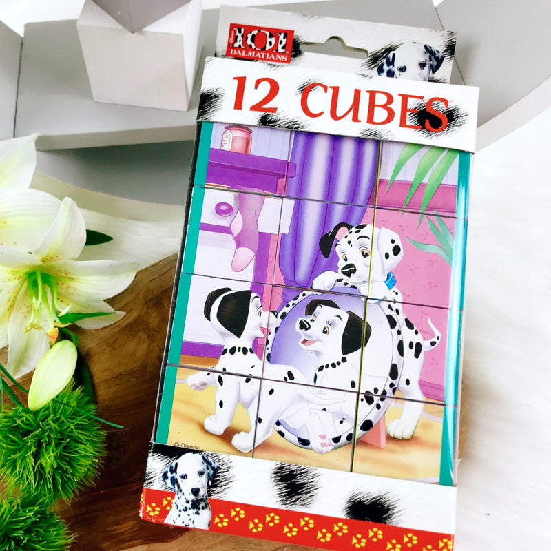 12 picture cubes "101 Dalmatians", wood