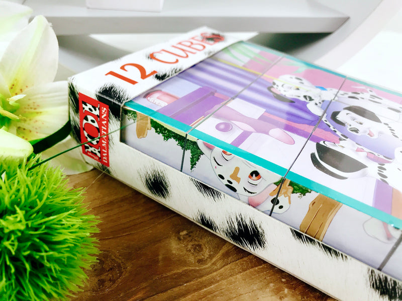 12 picture cubes "101 Dalmatians", wood