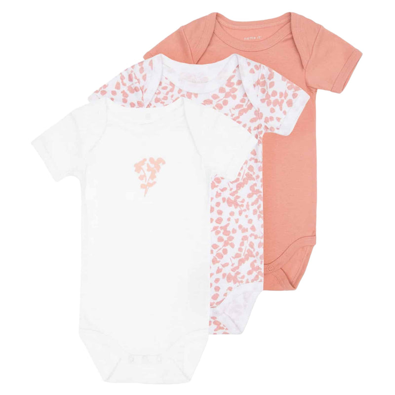 Name it Bodysuits Set of 3, Pink "Leaf"