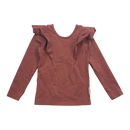 Gugguu frill shirt, brown | 92cm