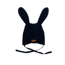 Metsola merino bunny ear beanie, black | 2-6m