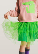 Baumwoll/Tüll Kleid Krokodil Grün