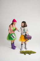 Baumwoll/Tüll Kleid Krokodil Grün