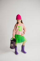 Baumwoll/Tüll Kleid Krokodil Grün