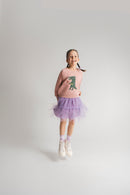 Baumwoll/Tüll Kleid Krokodil in Violett