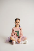 Baumwoll/Tüll Kleid Krokodil in Violett