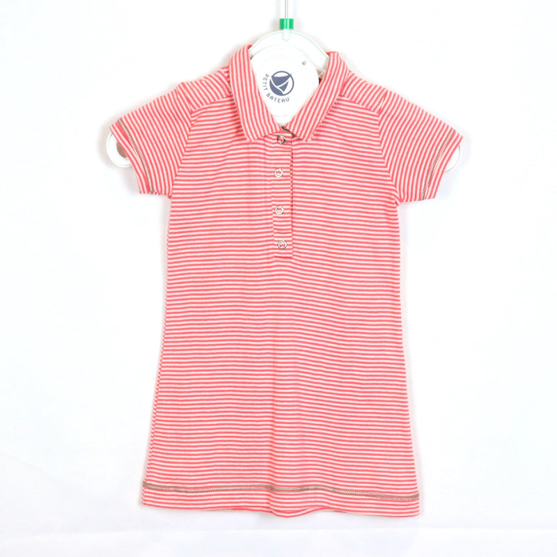 * Kleid - Petit Bateau - 68 - pink/weiß - knielang - Strand - geringelt